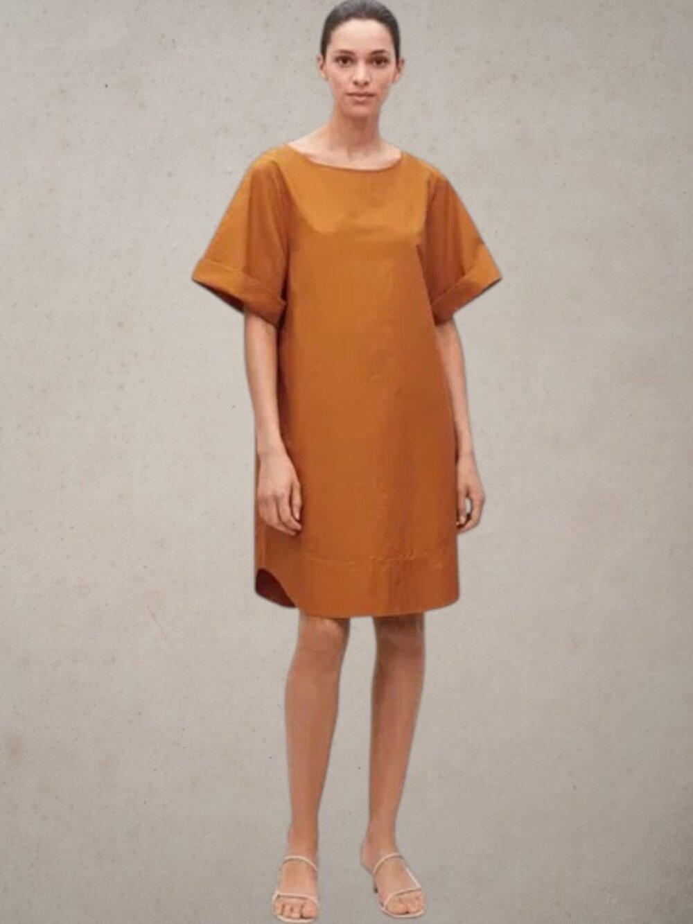 COS A line Scandi Minimalist Burnt Orange Dress Sz 36  6 up to 8